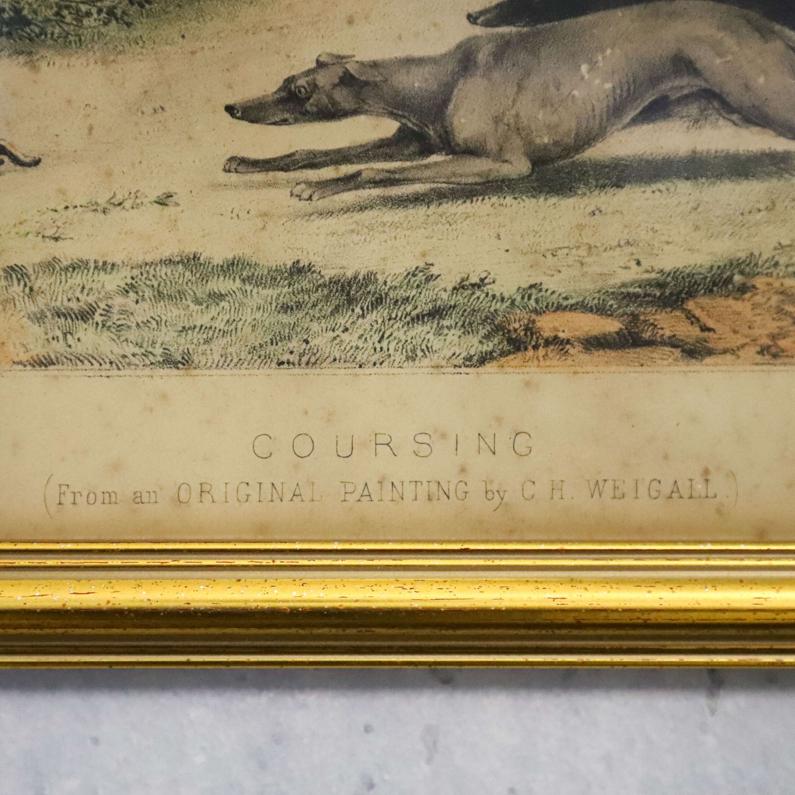 Original 1830s Lithograph — “Hare Coursing” By C. H. Wergall photo vinterior