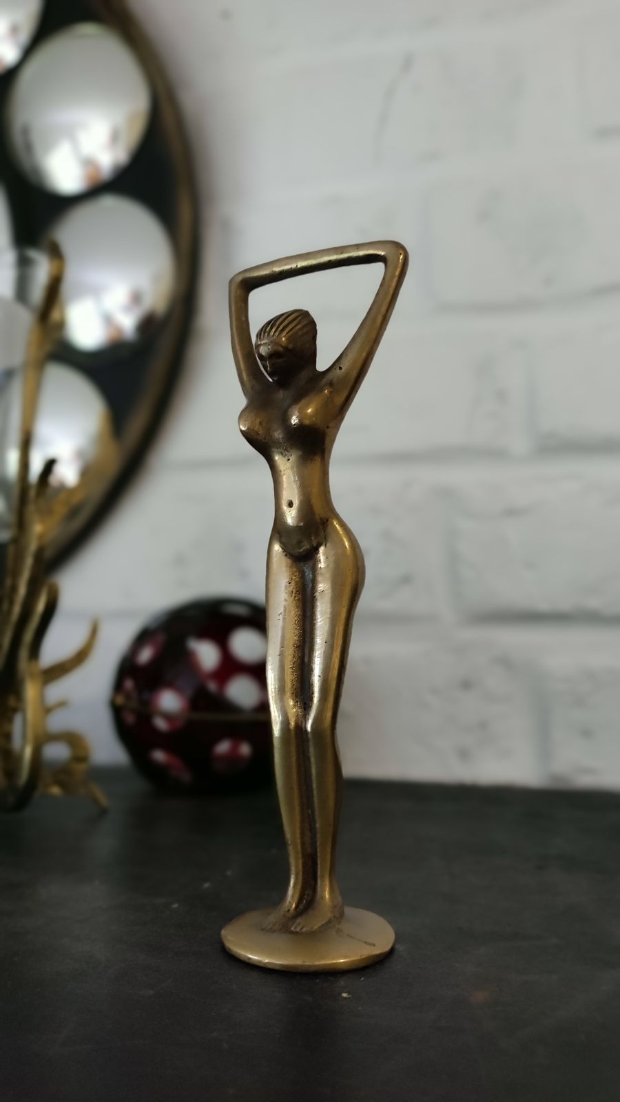 85.0 Art Deco Brass Nude Lady Bottle Opener photo