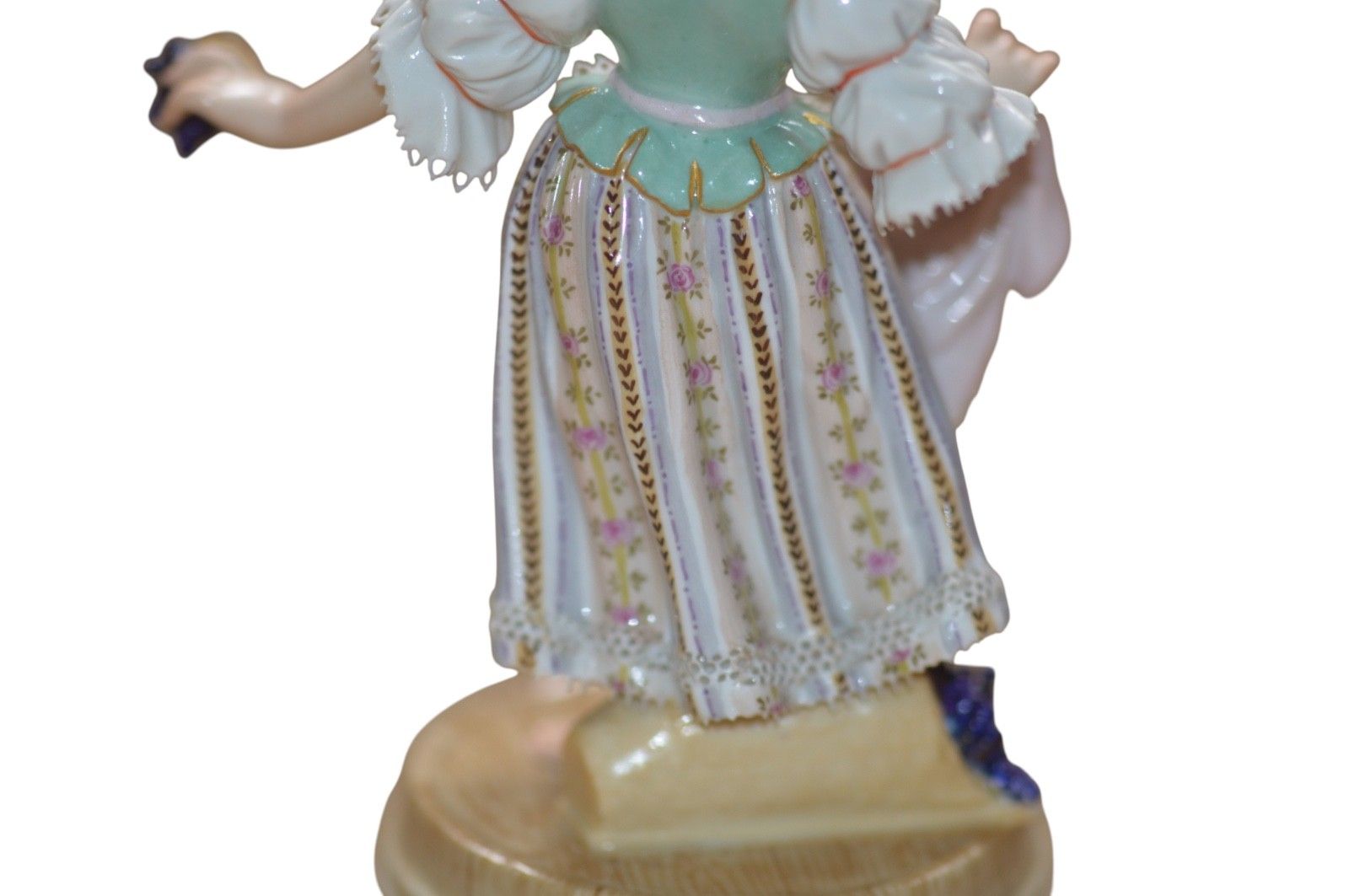 Meissen Porcelain Figure Of A Girl Holding Grapes photo vintage