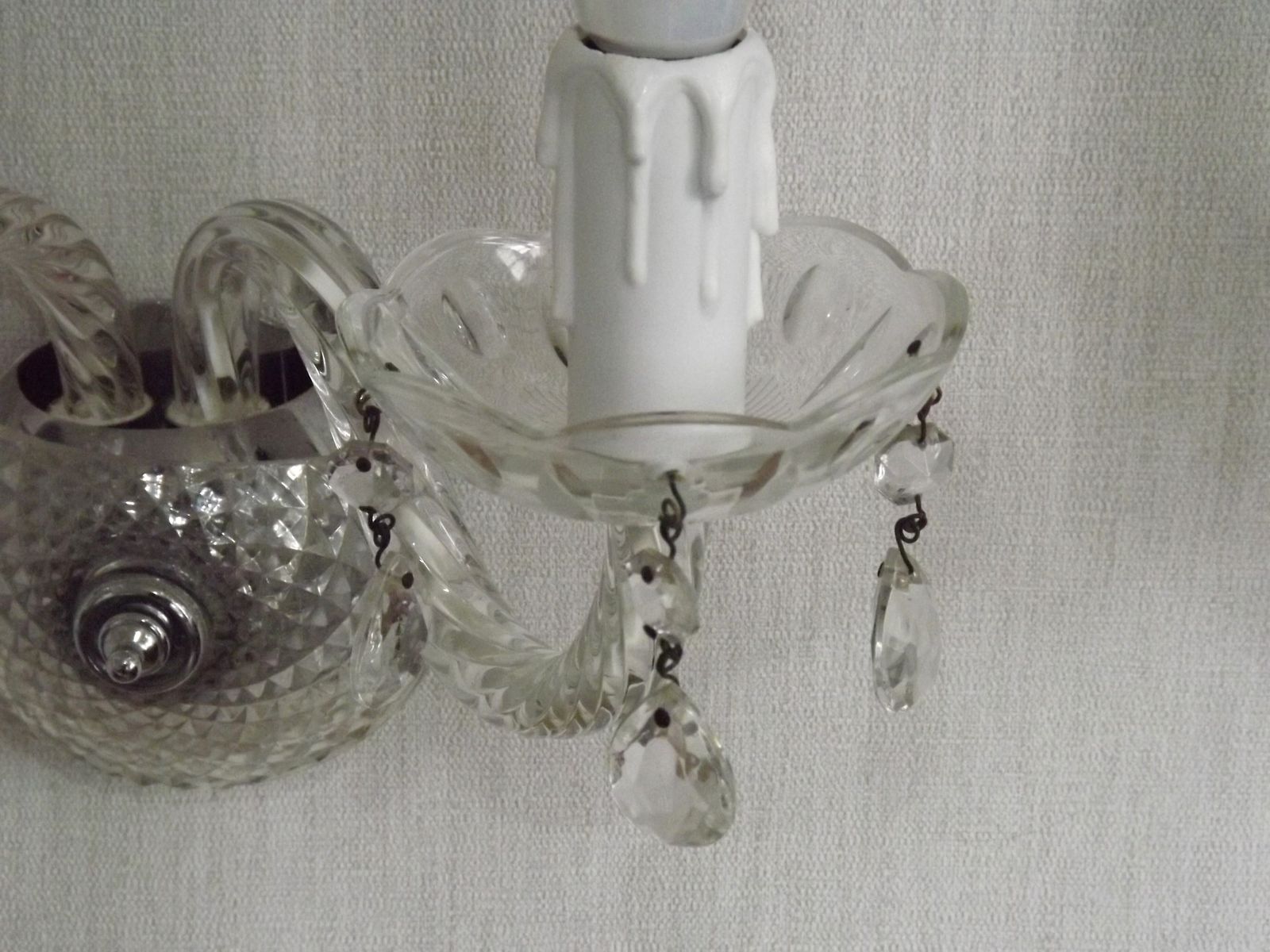 photo buy Pair French Vintage Double Crystal Wall Lights With Barley Twist Glass Arms