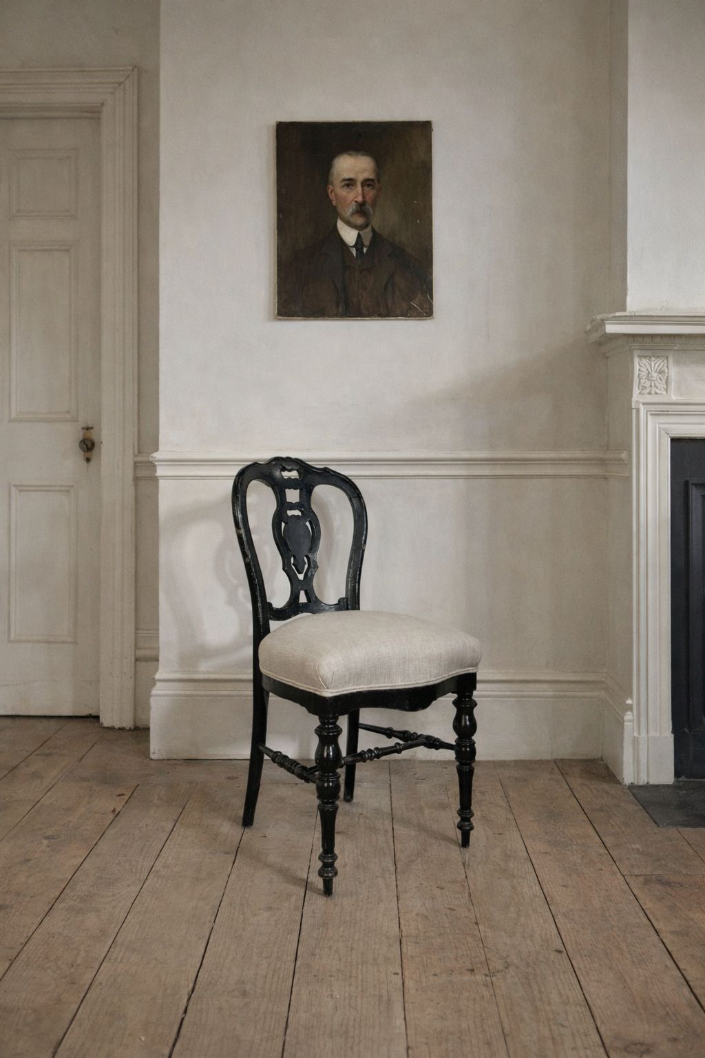 Antique French Napoleon III Ebonised Upholstered Chair