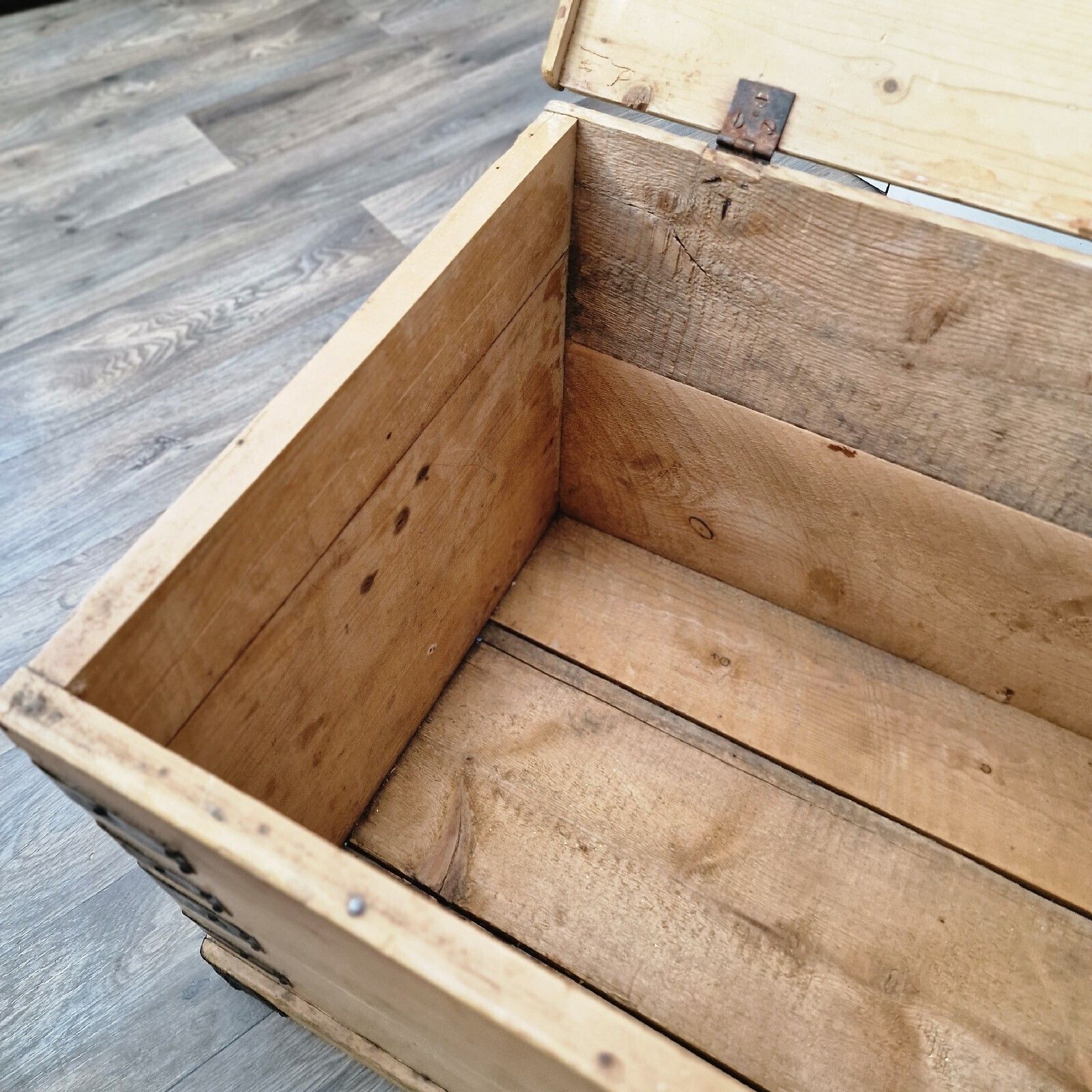 230.0 Antique Pine Trunk Chest Victorian Solid Wood Old Blanket Box Coffee Table photo