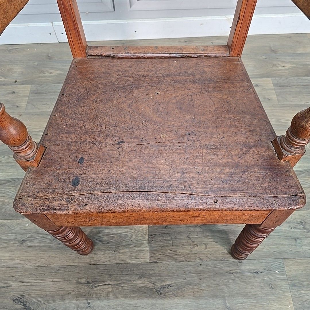 Antique Oak Armchair Desk Chair – Turned Solid Wood – Georgian Regency Country photo vinterior