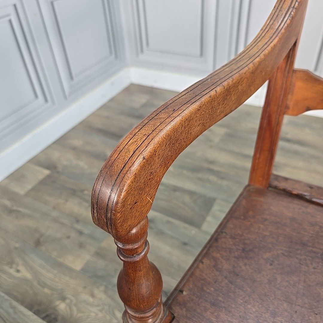 Antique Oak Armchair Desk Chair – Turned Solid Wood – Georgian Regency Country photo vintage