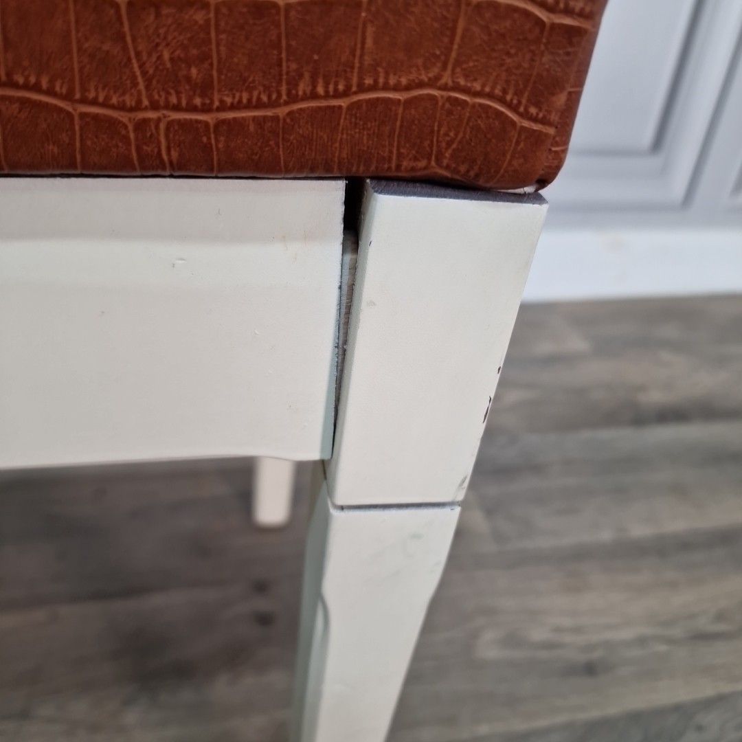 photo buy Vintage Piano Dressing Stool – Painted Frame – Brown Faux Leather Seat – Retro