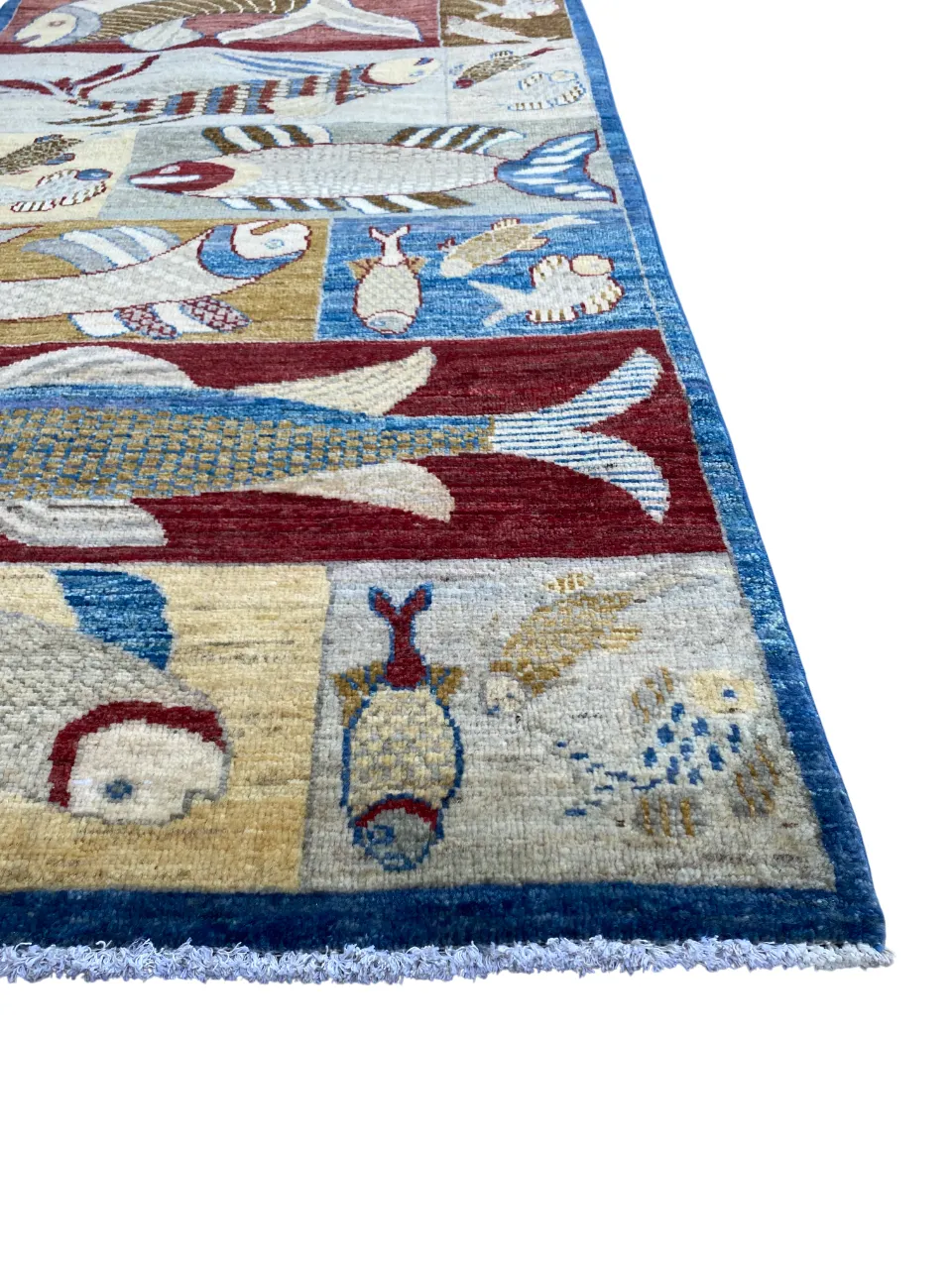 Navy Fish Pictorial Animal Motif Runner Rug photo furniture