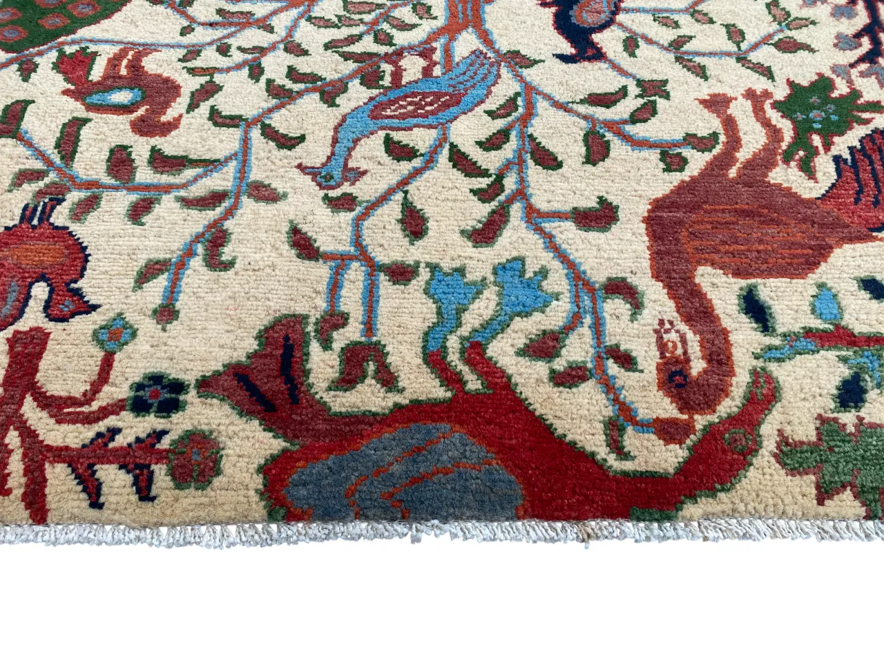 Tree Of Life Ivory Pictorial Forest Animal Print Rug photo furniture