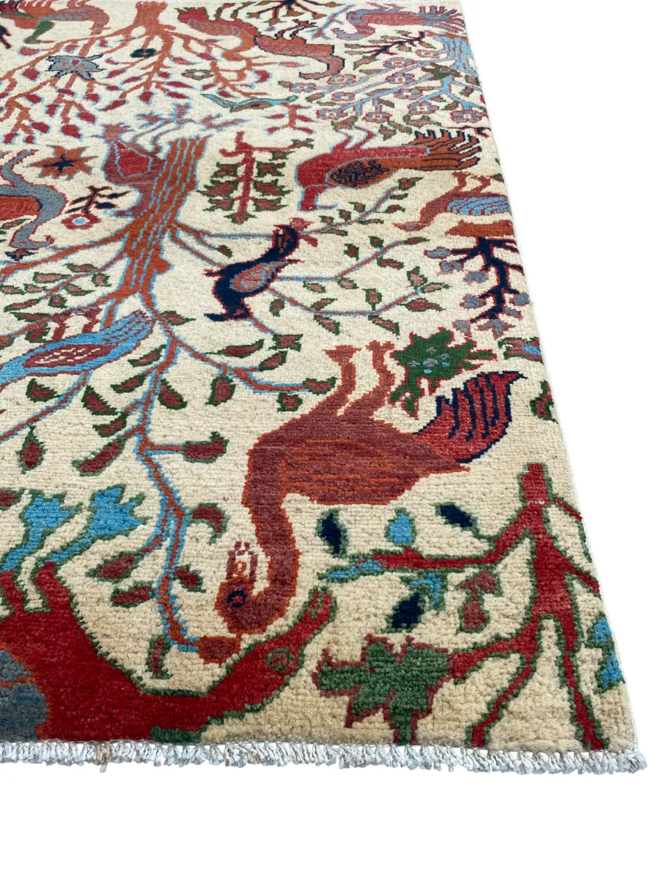 Tree Of Life Ivory Pictorial Forest Animal Print Rug photo for sale