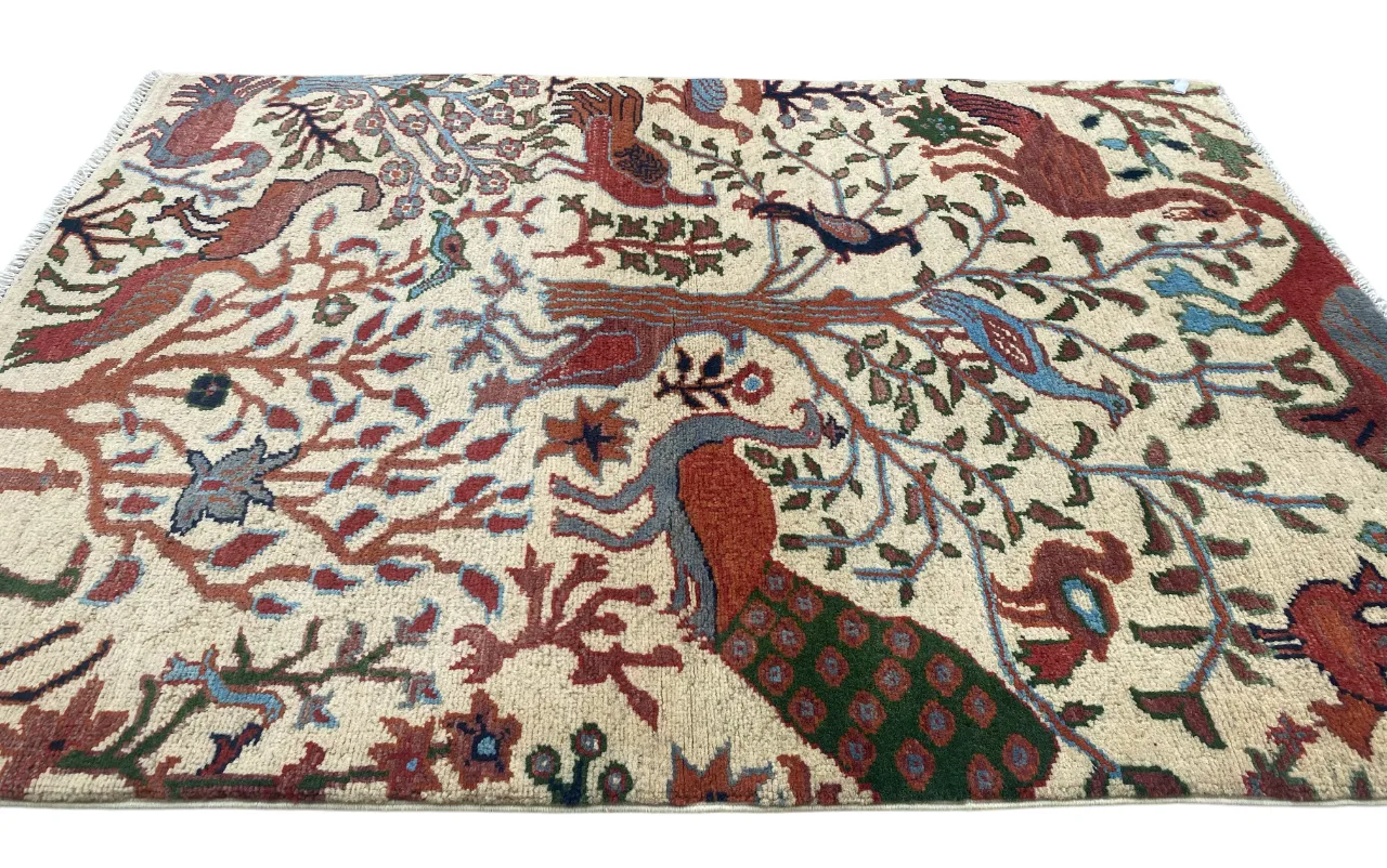 Tree Of Life Ivory Pictorial Forest Animal Print Rug photo buy