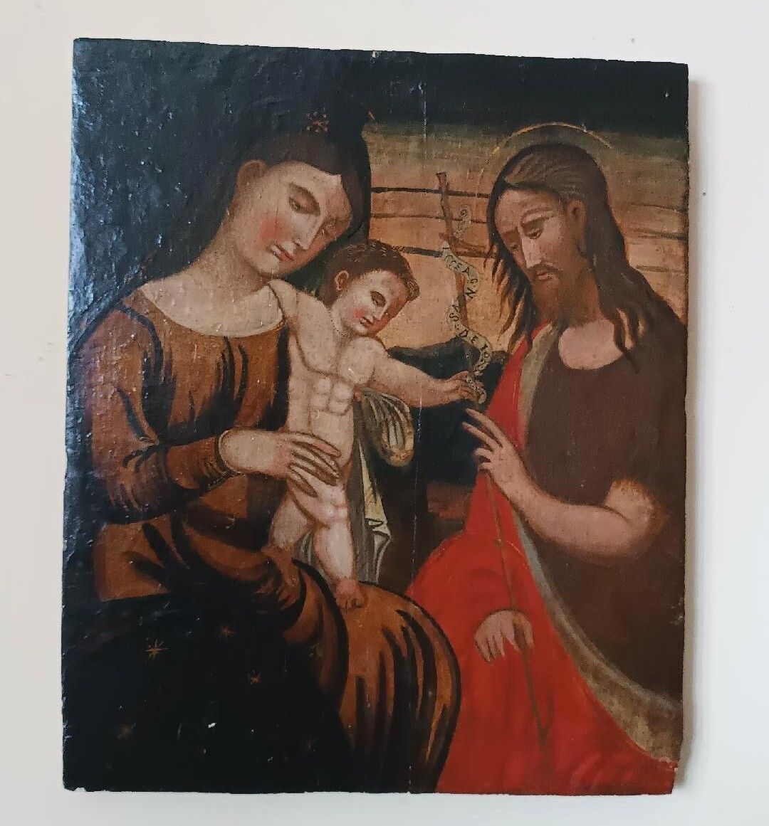 Antique Painted Panel   Holy Family   Venetian Cretan School, 16th Century photo furniture