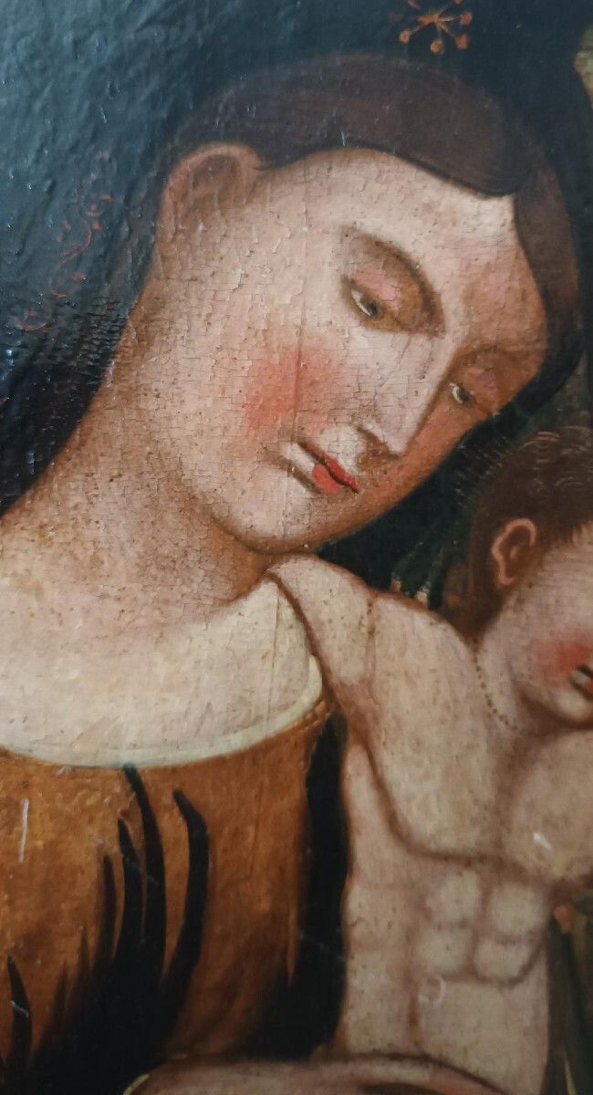 Antique Painted Panel   Holy Family   Venetian Cretan School, 16th Century photo vinterior