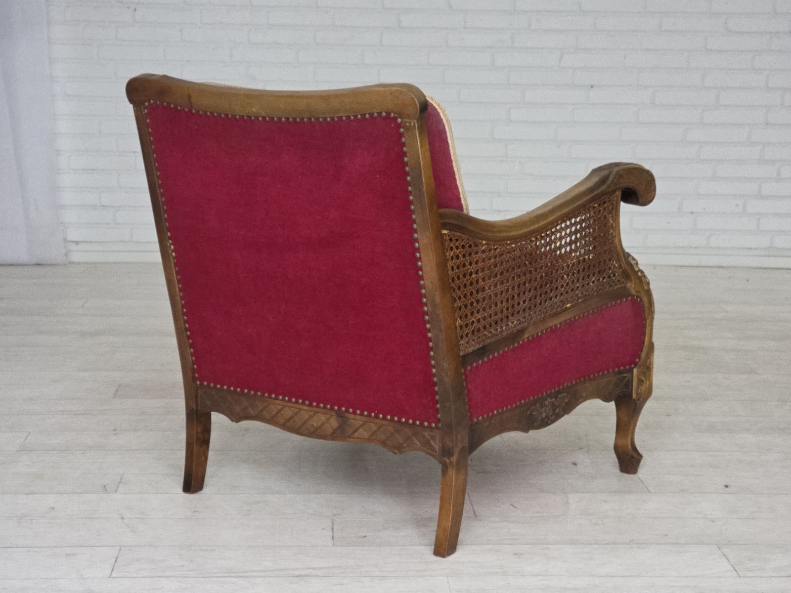 photo vinterior 1930s, Danish Armchair, Furniture Velour, Ash Wood.
