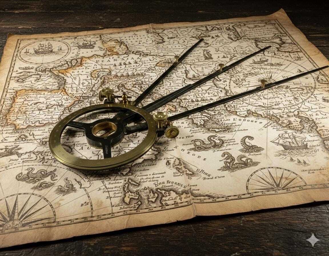 Antique Brass Station Pointer, William Cary London Navigational Instrument, Circa 1830