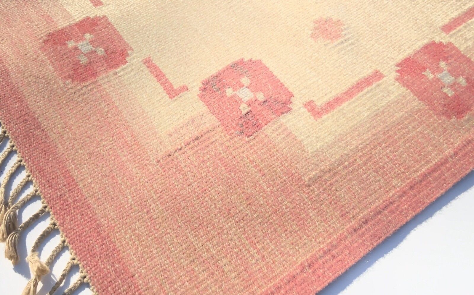 Textiles Swedish Flat Weave Kilim Rölakan Rug By Anna Johanna ångström, Lovö, 1960 70s photo