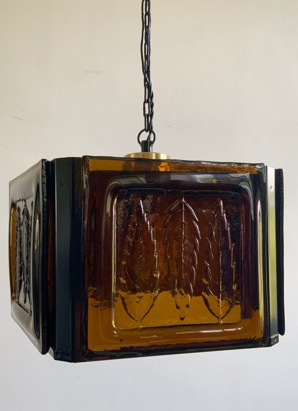Mid Century Modern Erik Hoglund Amber Ceiling Lamp Glass Kosta Boda 1970s photo buy
