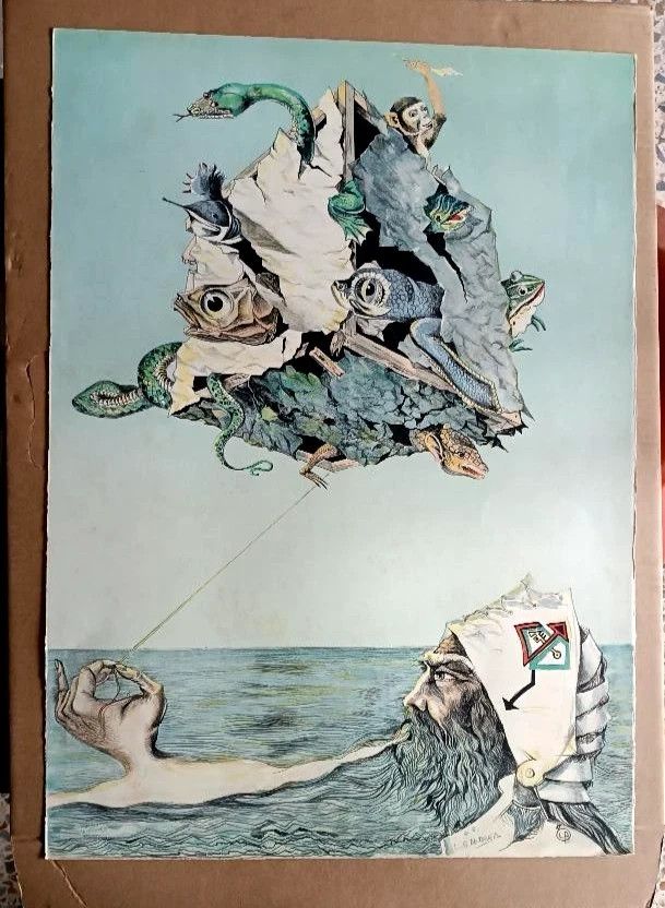 photo vintage 4 Lithographs Lorenzo D'andrea (1943) Printing House Angels Lucca 50x35 70x50