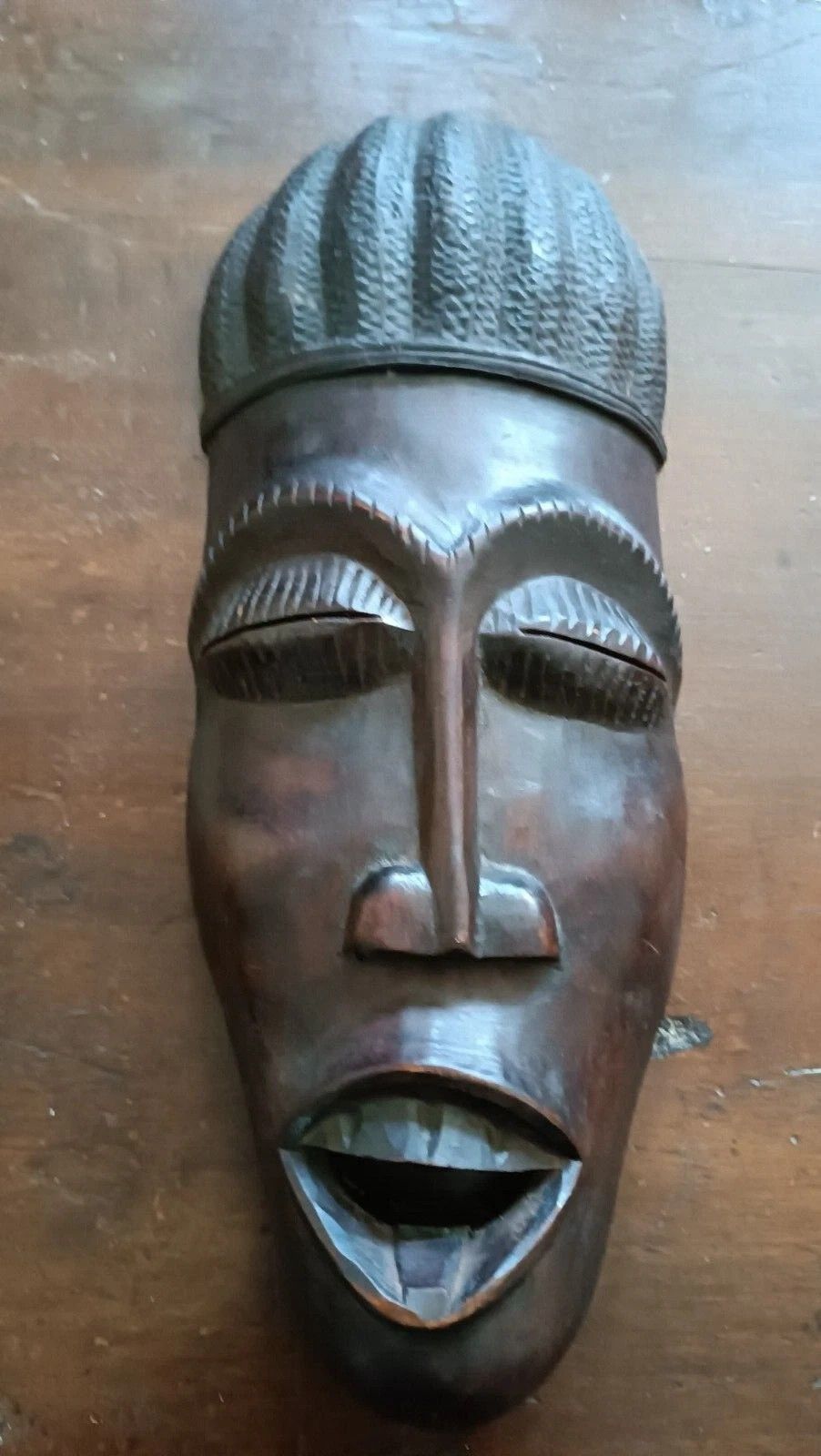 3 Vintage African Wooden Masks photo for sale
