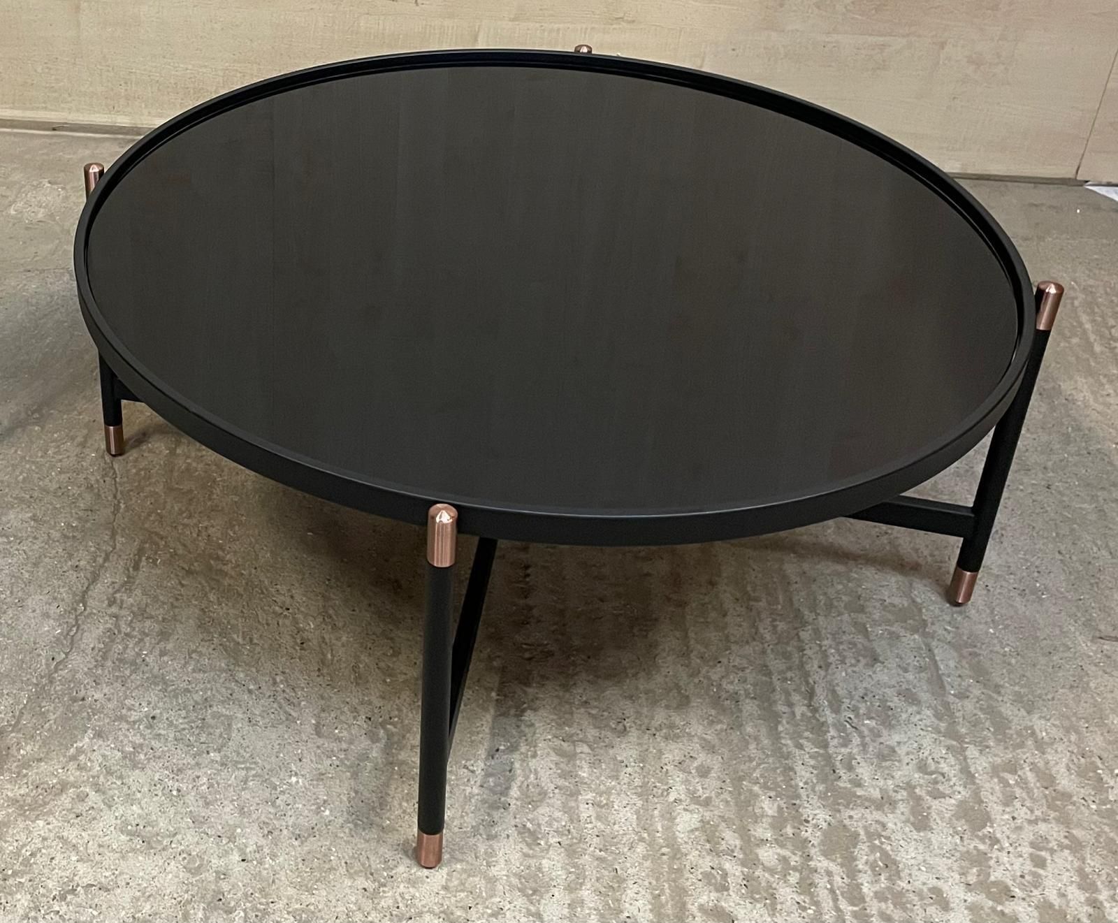 Contemporary Tempered Glass Black Copper Topped Coffee Table photo 120.0
