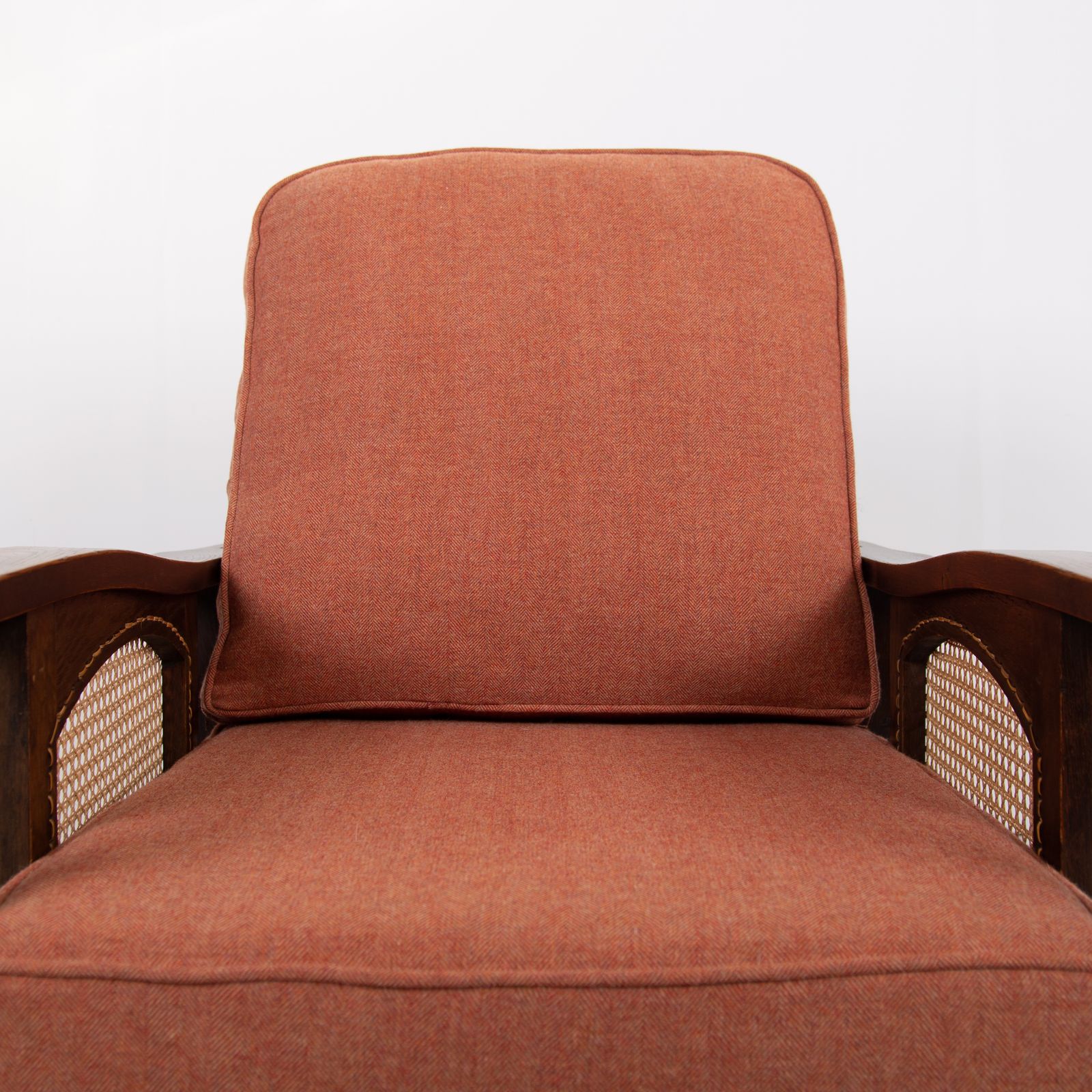 photo for sale Antique Pair Of Oak Framed Armchairs New Cushions C1920