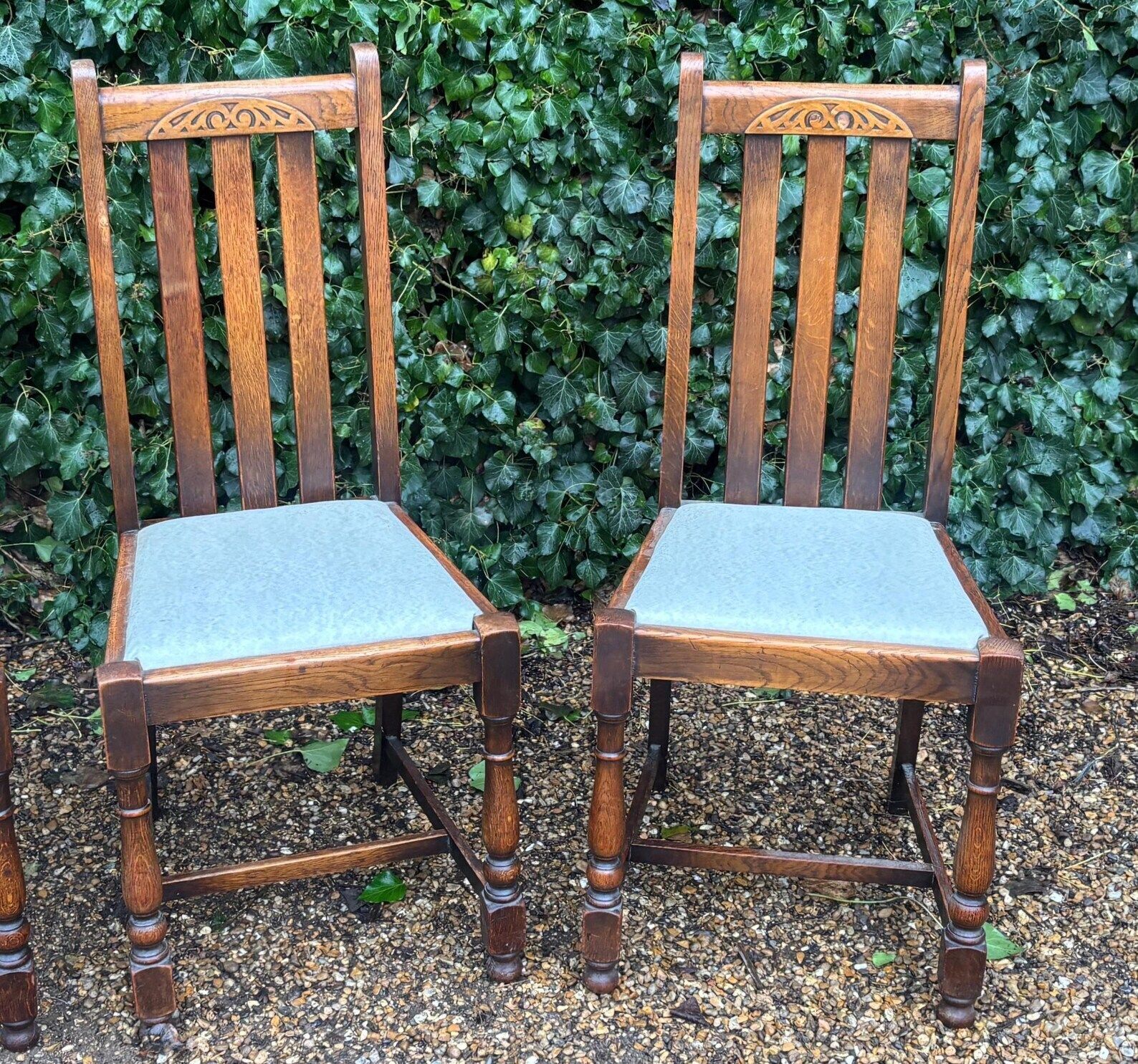 Vintage Antique Oak High Back Dining Chairs photo vinterior