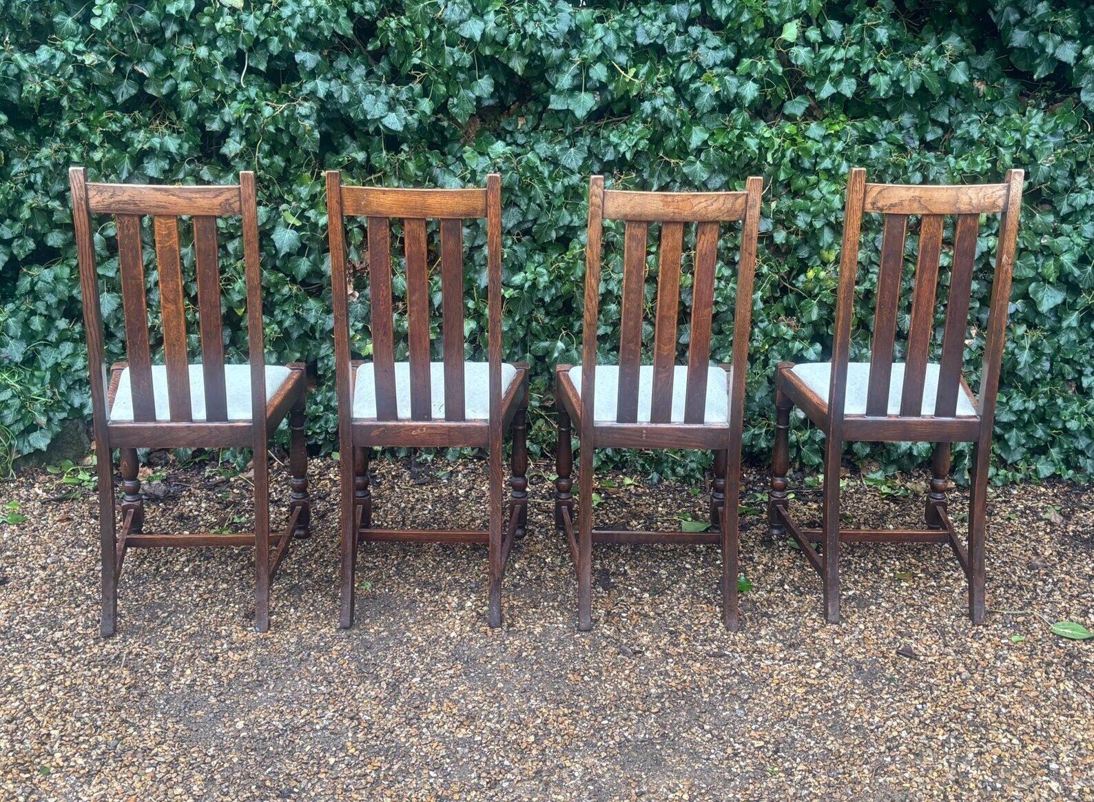 Furniture Vintage Antique Oak High Back Dining Chairs photo