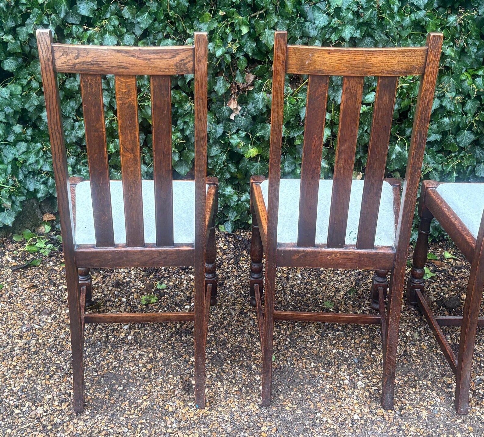 300.0 Vintage Antique Oak High Back Dining Chairs photo