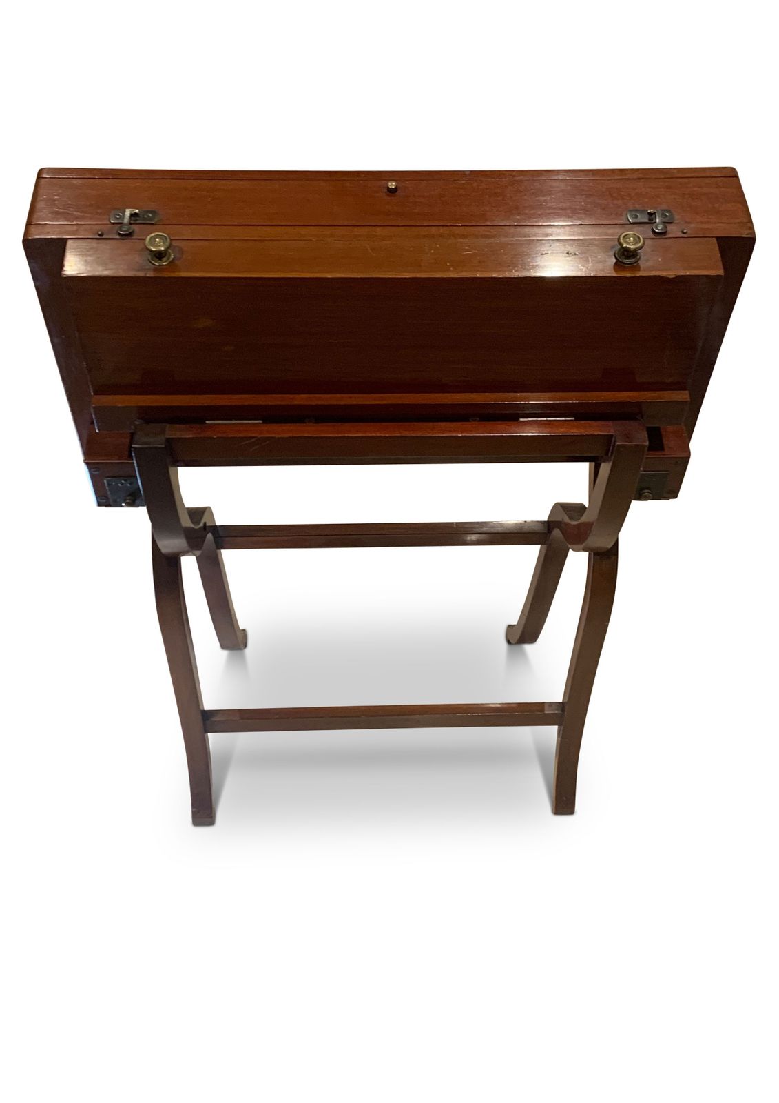 Regency Travelling Campaign Coaching X Frame Table United By Rail Stretchers. photo furniture