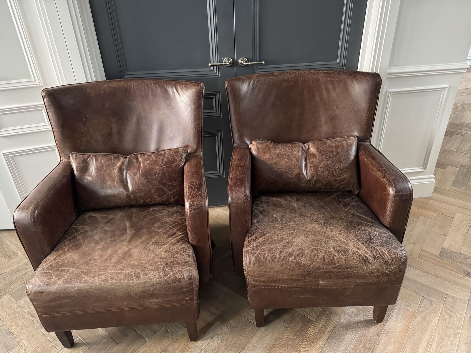 2 X Andrew Martin Drake Leather Armchairs