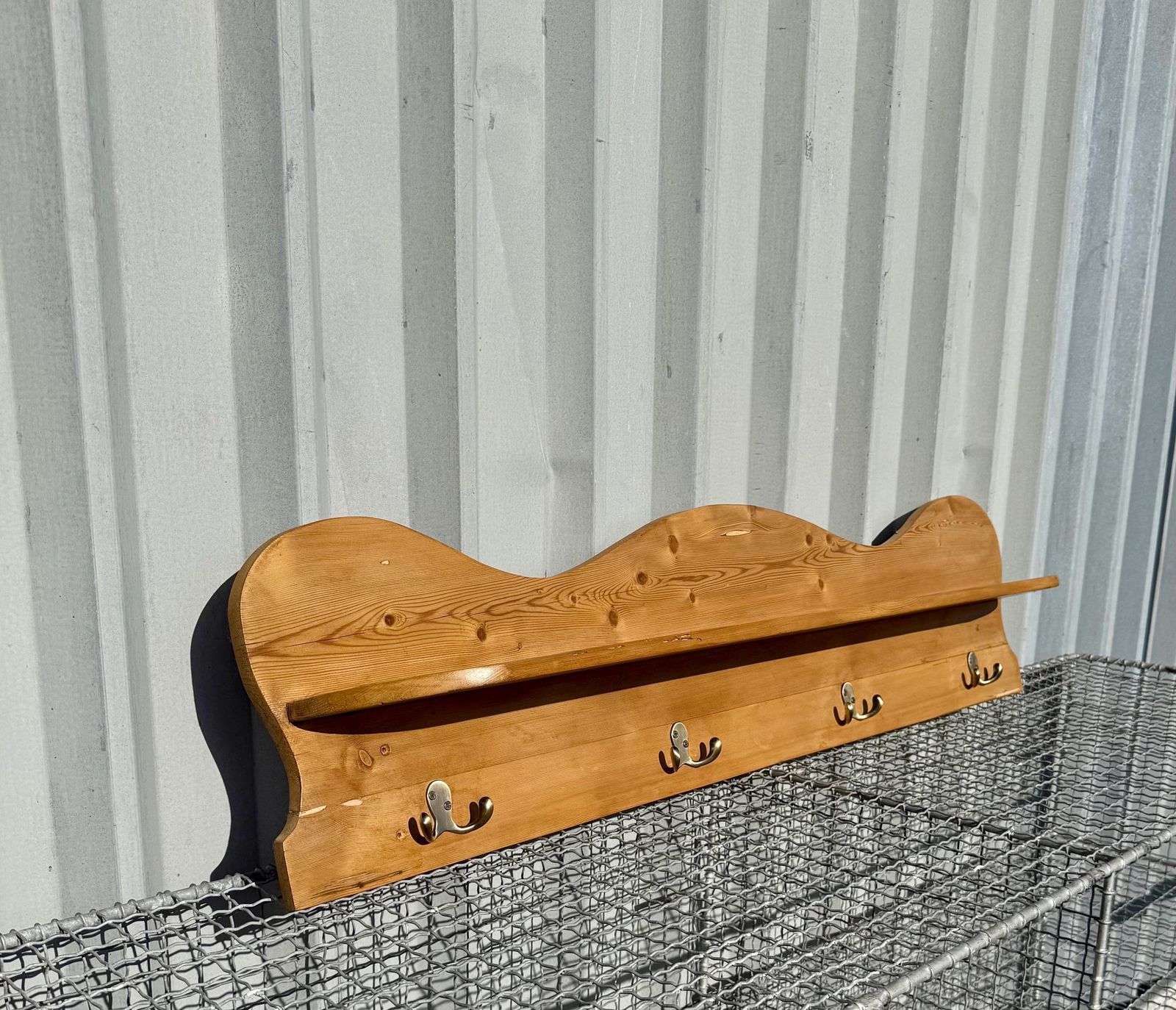 Shelf & Coat Hooks In Victorian Pine, Wall Hanging photo furniture