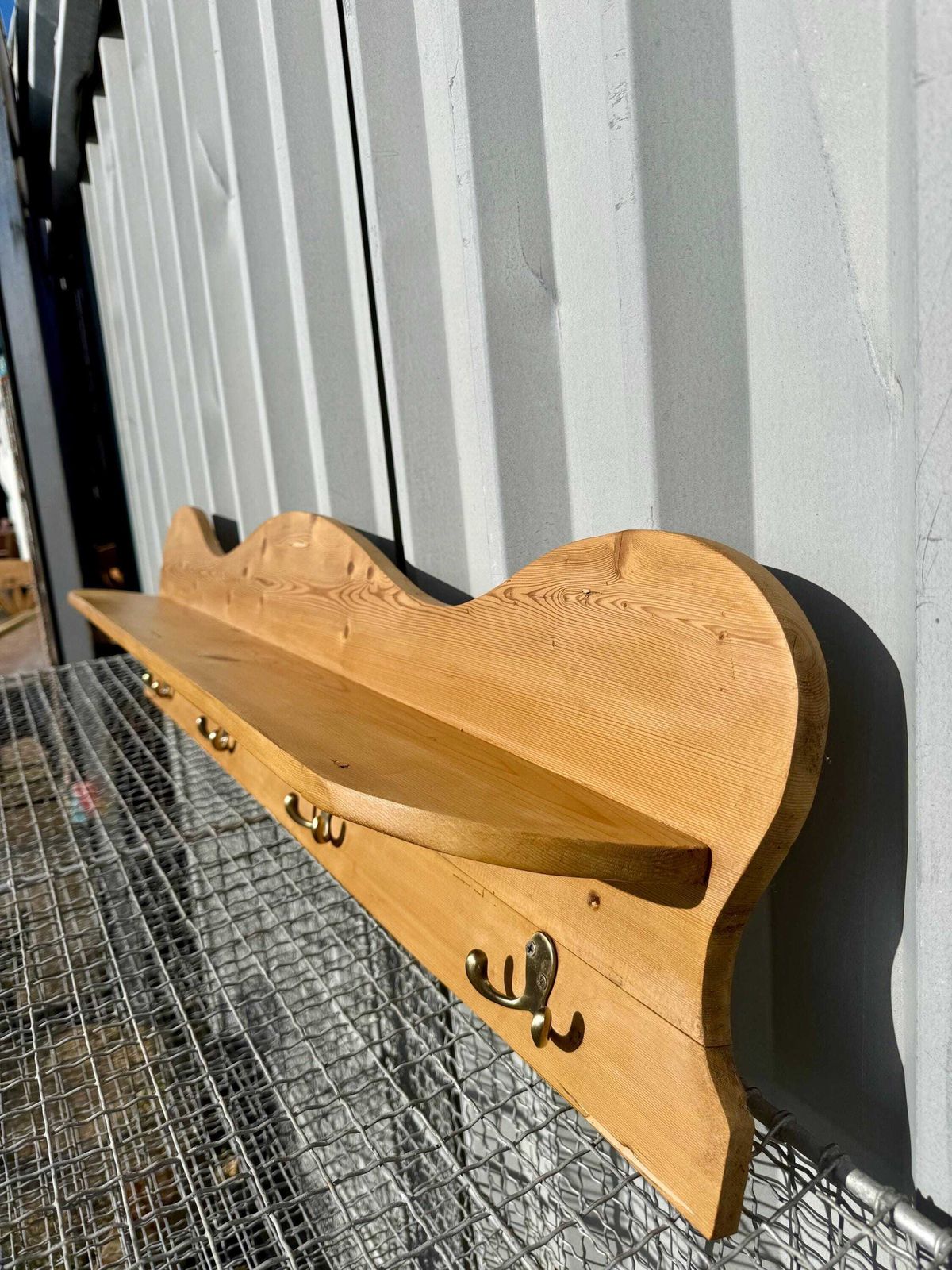 Shelf & Coat Hooks In Victorian Pine, Wall Hanging photo Furniture