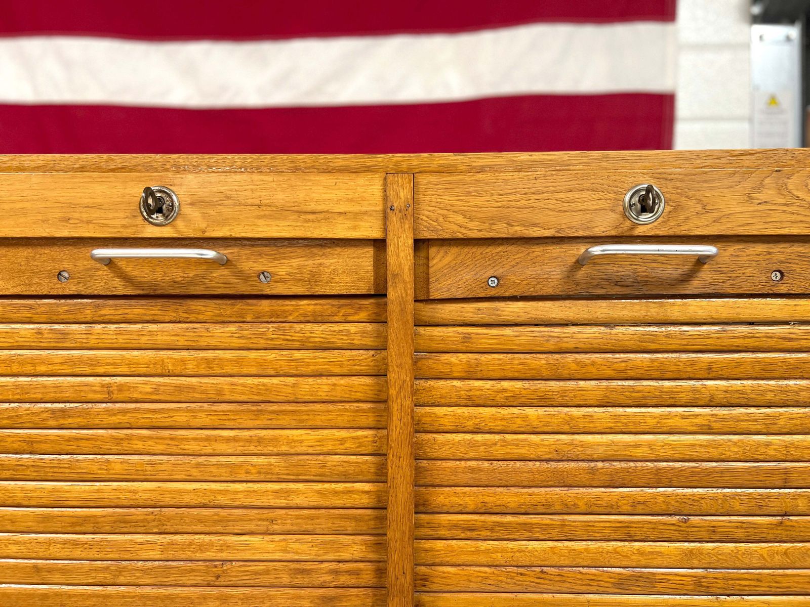 20th Century Oak Double Tambour Front Filing Cabinet photo 745.0