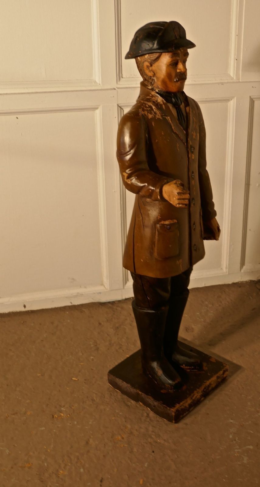 Charming 1920s Wooden Fireman Sculpture, photo for sale