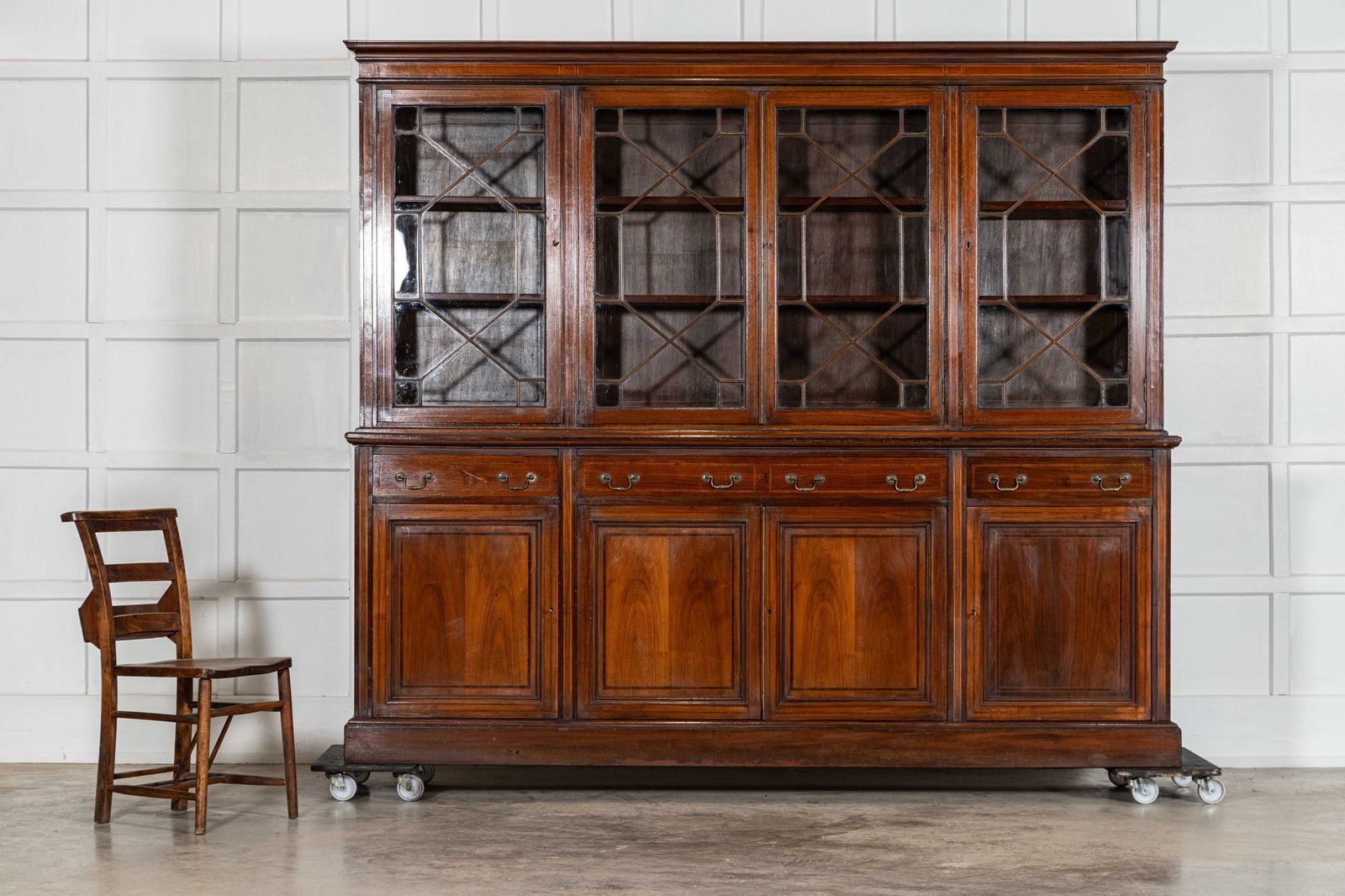 Large 19thc English Inlaid Mahogany Maple & Co Library Bookcase photo Furniture