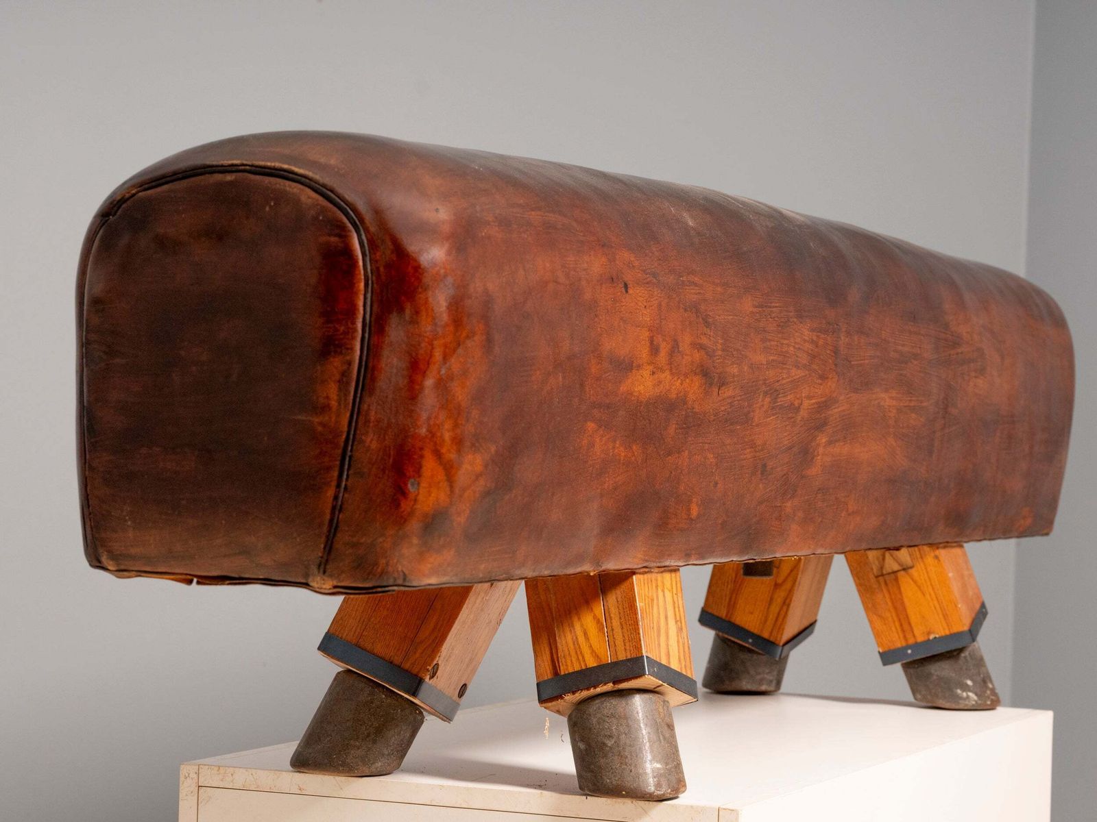 photo for sale Vintage Leather Gym Bench / Pommel Horse, Bauhaus Style, Europe, 1920s