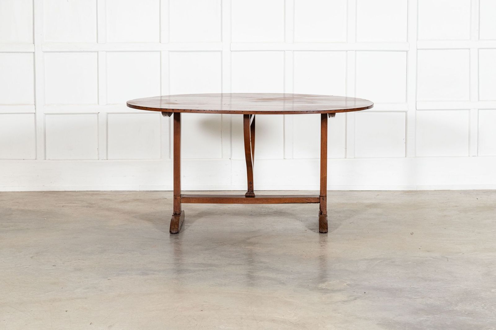 Large 19thc Oval French Fruitwood Vendange Wine Table photo vinterior