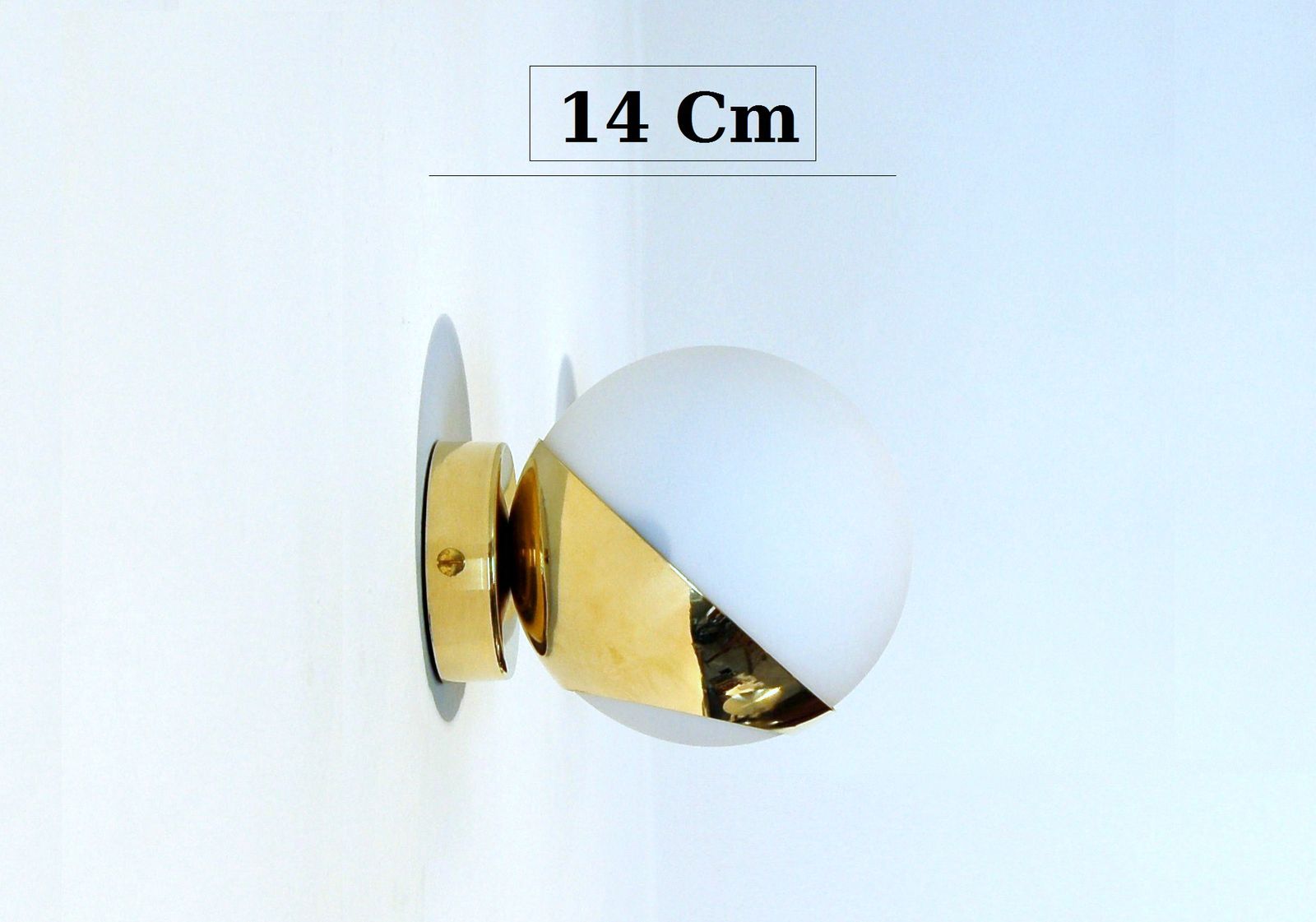 Pair Of Wall Lamp Glass Sphere Brass Fontana Arte Style photo 280.0
