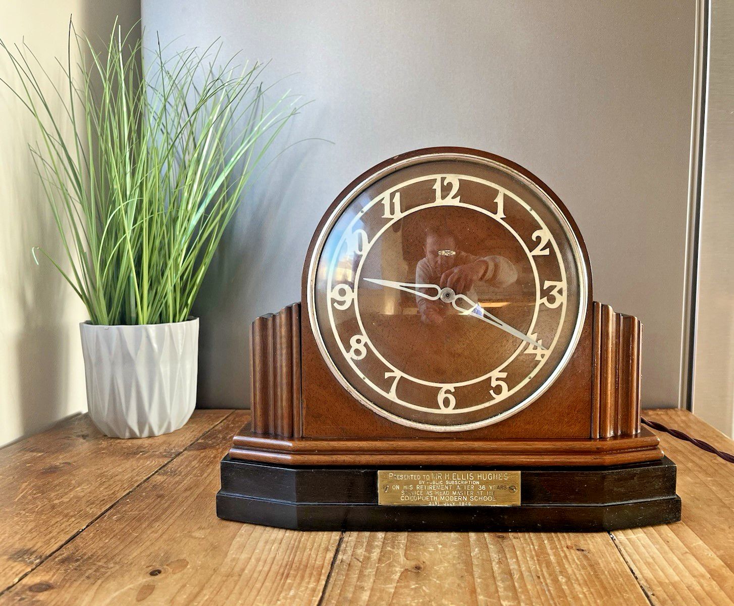 Large Antique Art Deco Oak Metamec Presentation Mantel Clock Prop Spares Repairs