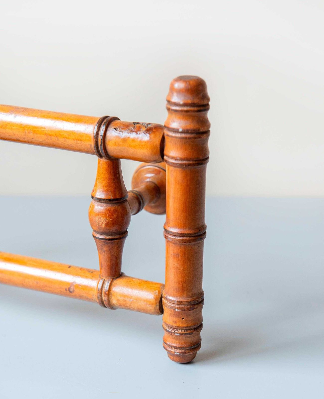 photo furniture Antique French Wooden Coat Rack With Turned Rotating Pegs   Wall Mounted Hat Rack, Early 1900s