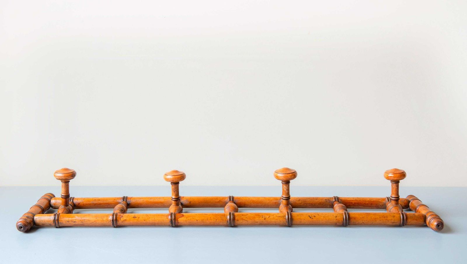 photo buy Antique French Wooden Coat Rack With Turned Rotating Pegs   Wall Mounted Hat Rack, Early 1900s