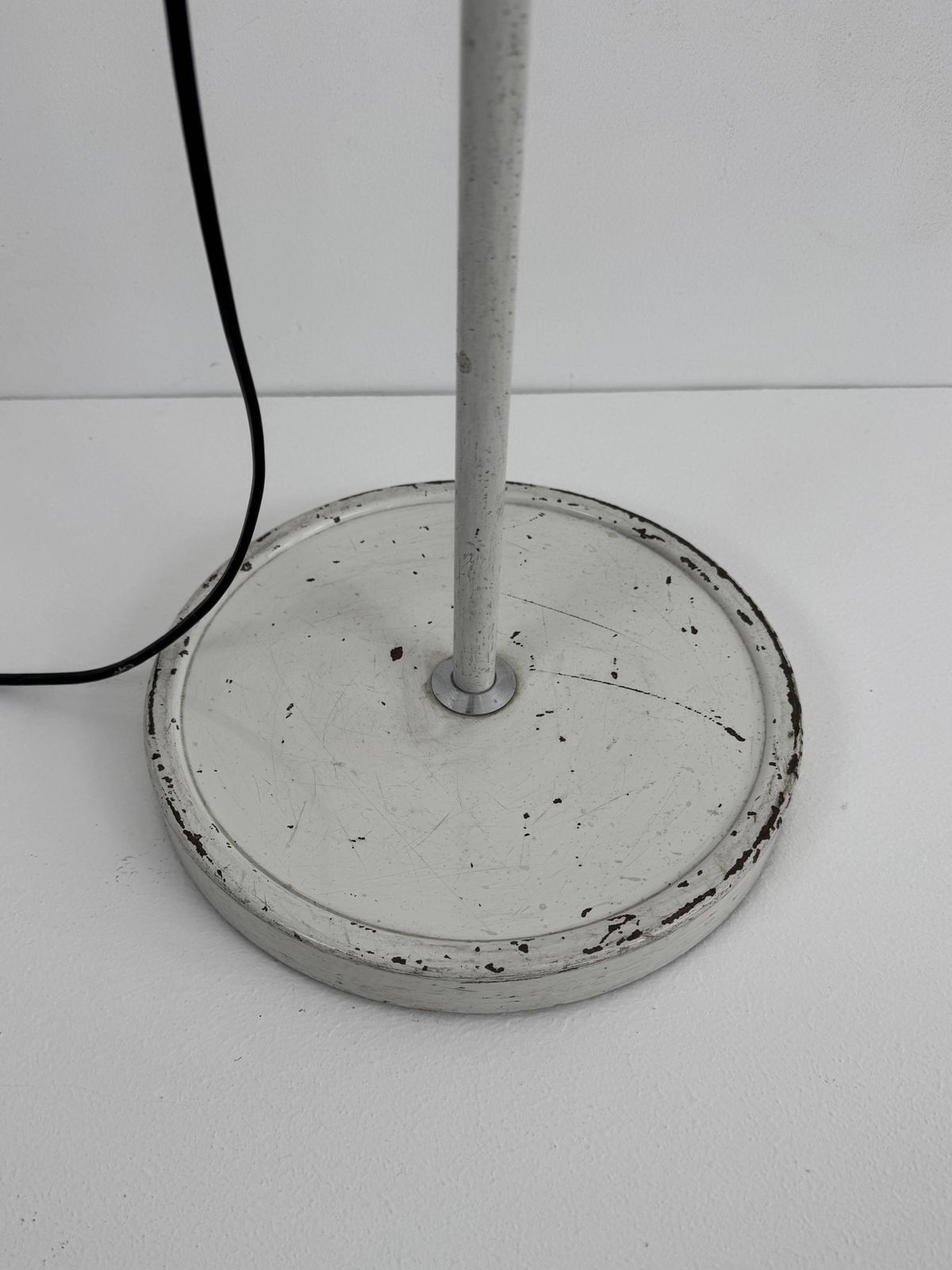 Vintage Adjustable Floor Lamp, Matte White Lacquered Metal And Chrome, France 1970 photo buy
