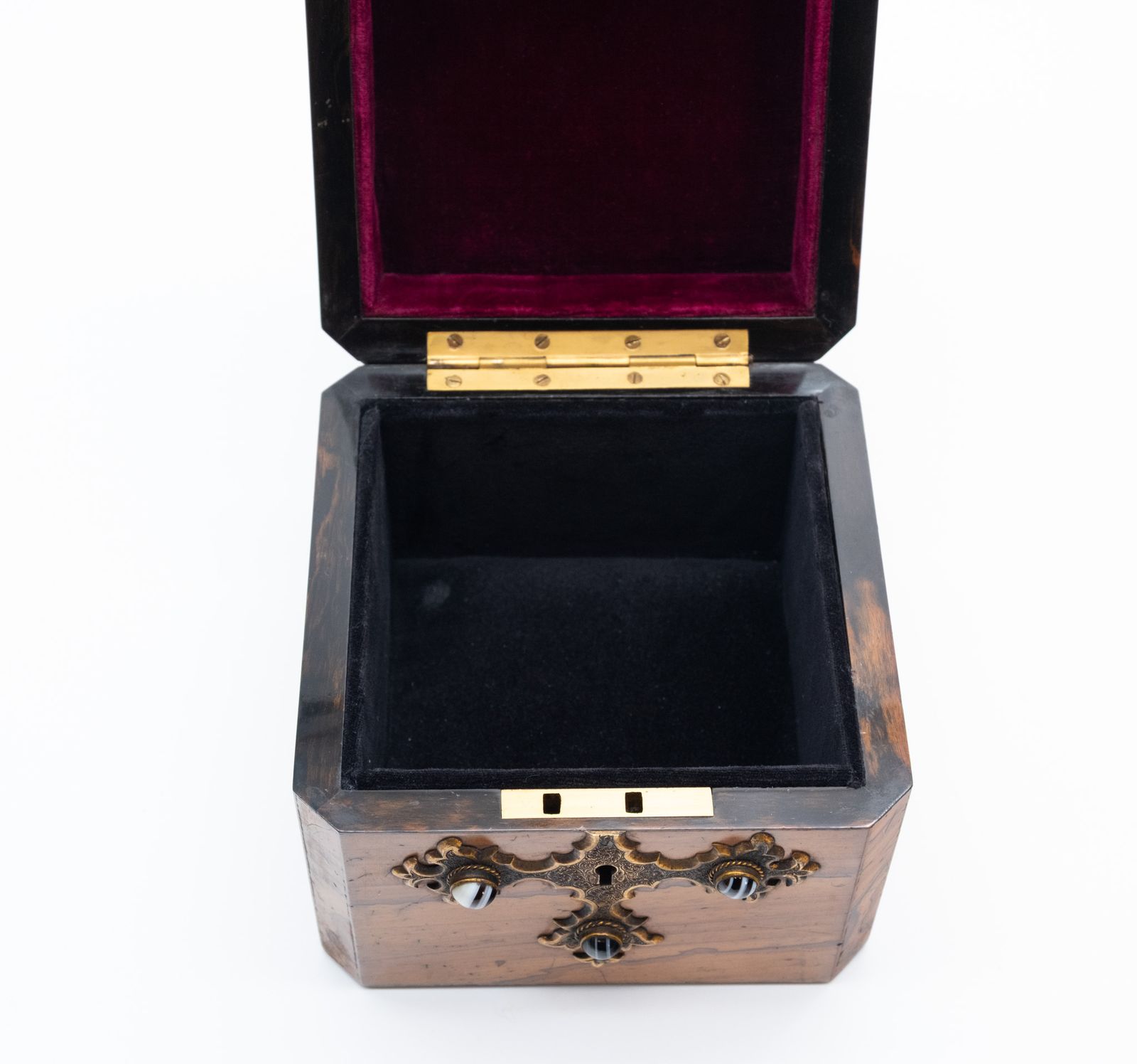 photo buy Gothic Revival Olive Wood With Banded Agate Cabochons Jewellery Casket Box Circa 1880