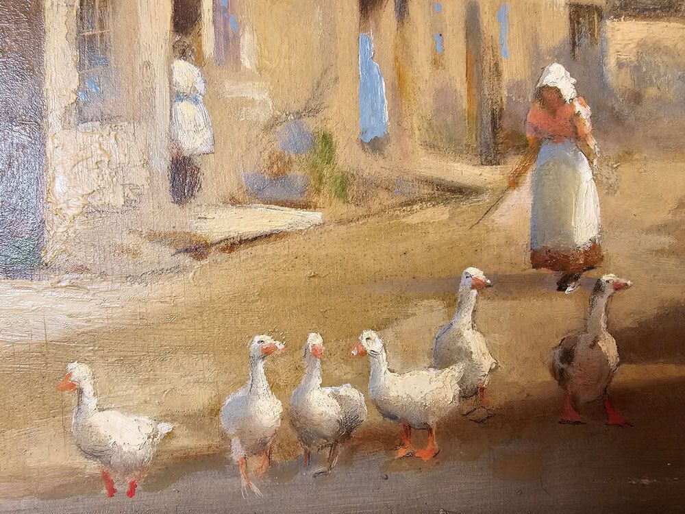 Fred Hall (1860 1948) – Tilshead, Wiltshire Painting. photo for sale