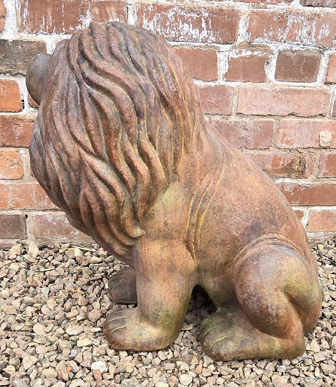 Italian Hand Sculpted Pair Of Large Terracotta Lions, Circa 1910 photo buy