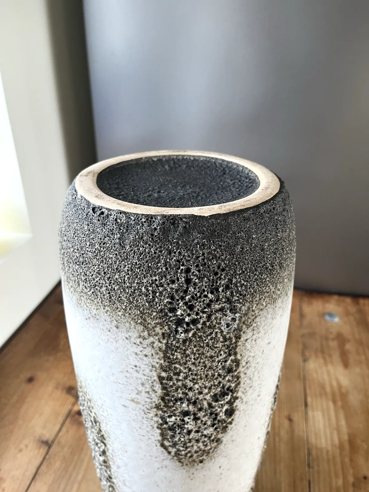 Mid Century 60's Scheurich West German Fat Lava Pottery Floor Vase Stick Stand photo vintage