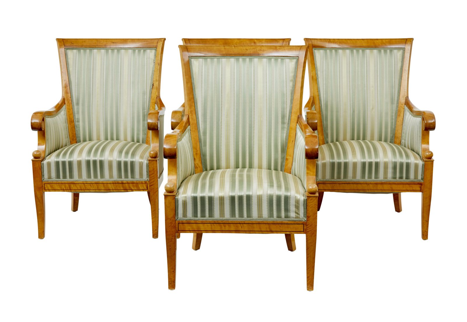 photo for sale Early 20th Century Set Of 4 Karl Johan Influenced Birch Armchairs