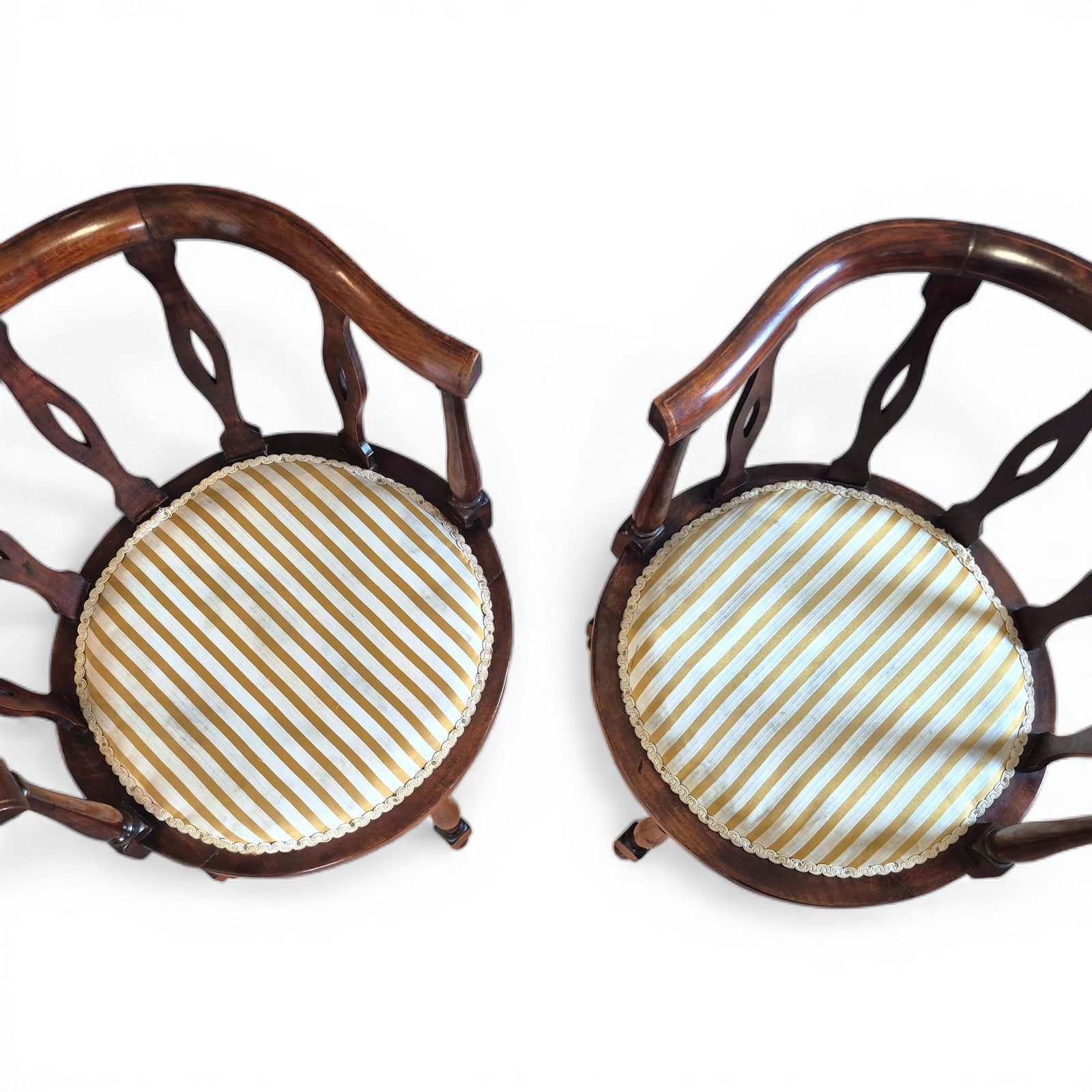 Pair Antique Victorian Mahogany Tub Chairs C1900 | Pierced Back Armchairs | Drawing Room Seating photo for sale