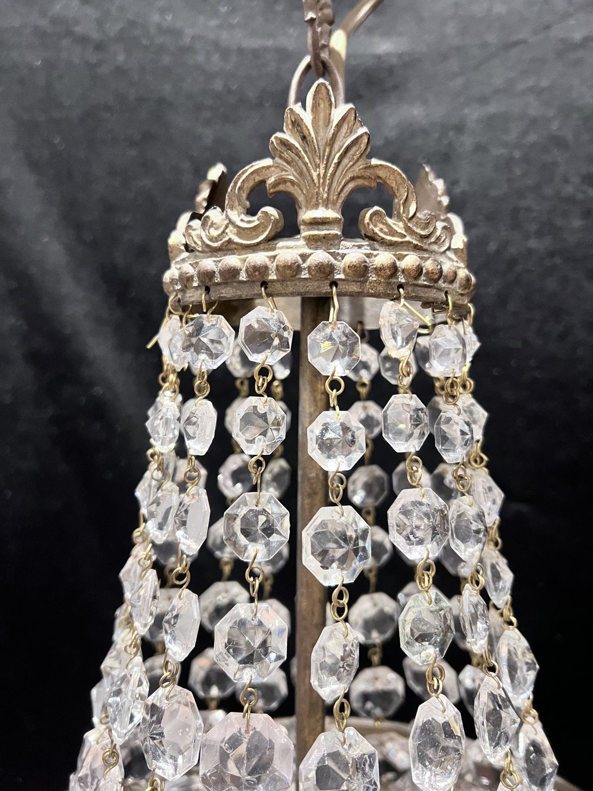 One Light French Tent And Waterfall Empire Antique Crystal Chandelier photo Lighting