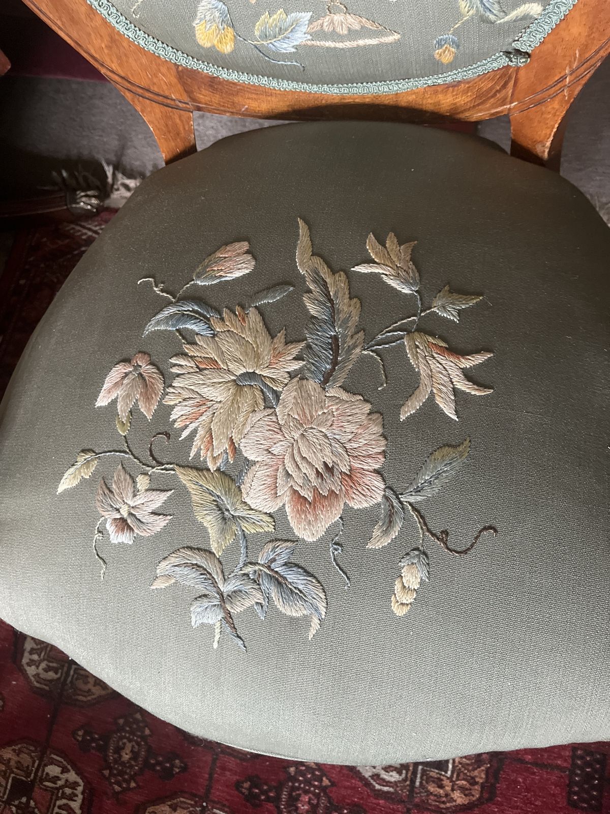 Vintage French Provincial Embroidered Armchair photo buy