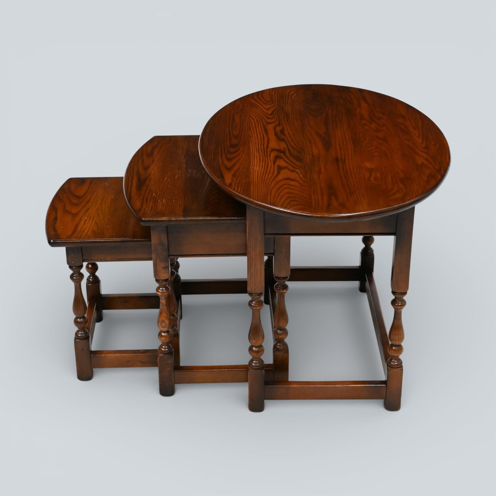 Old Charm Oval Nest Of Tables In Tudor Brown Model 1990 Vgc Free Uk Delivery photo for sale