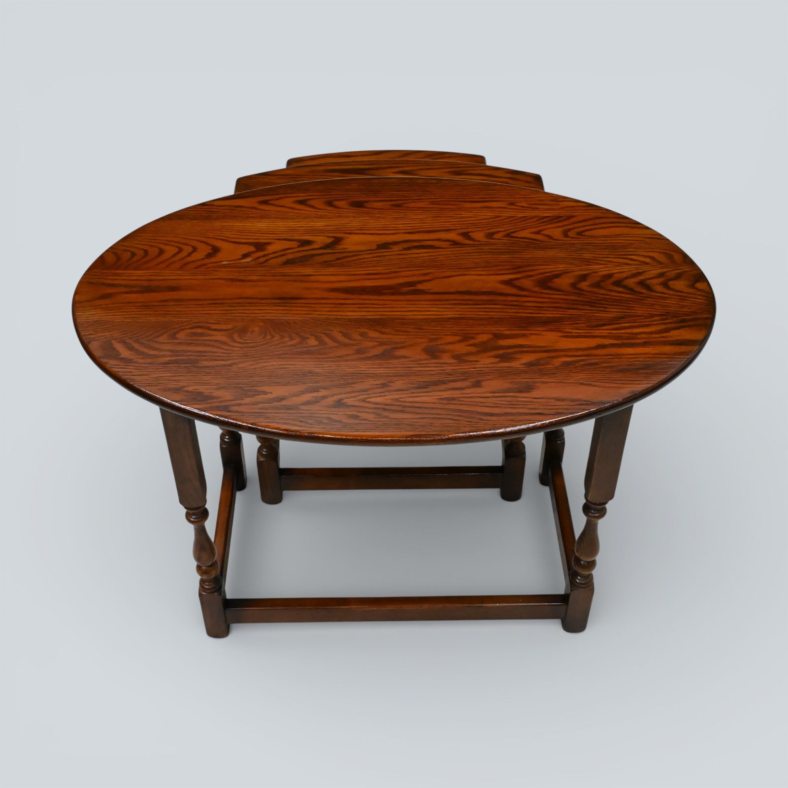 Old Charm Oval Nest Of Tables In Tudor Brown Model 1990 Vgc Free Uk Delivery photo 227.0